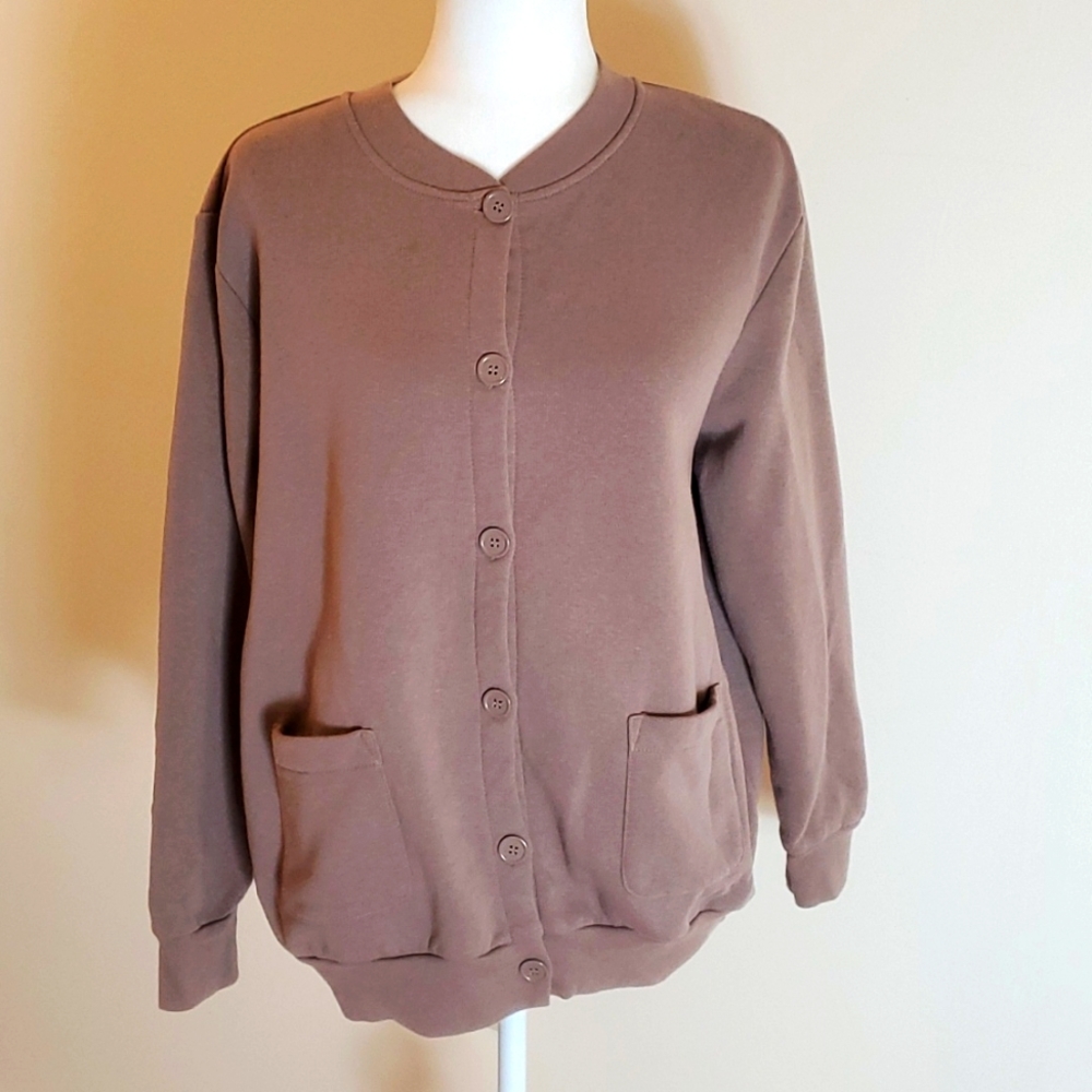 Hasting & Smith brown sweatshirt cardigan